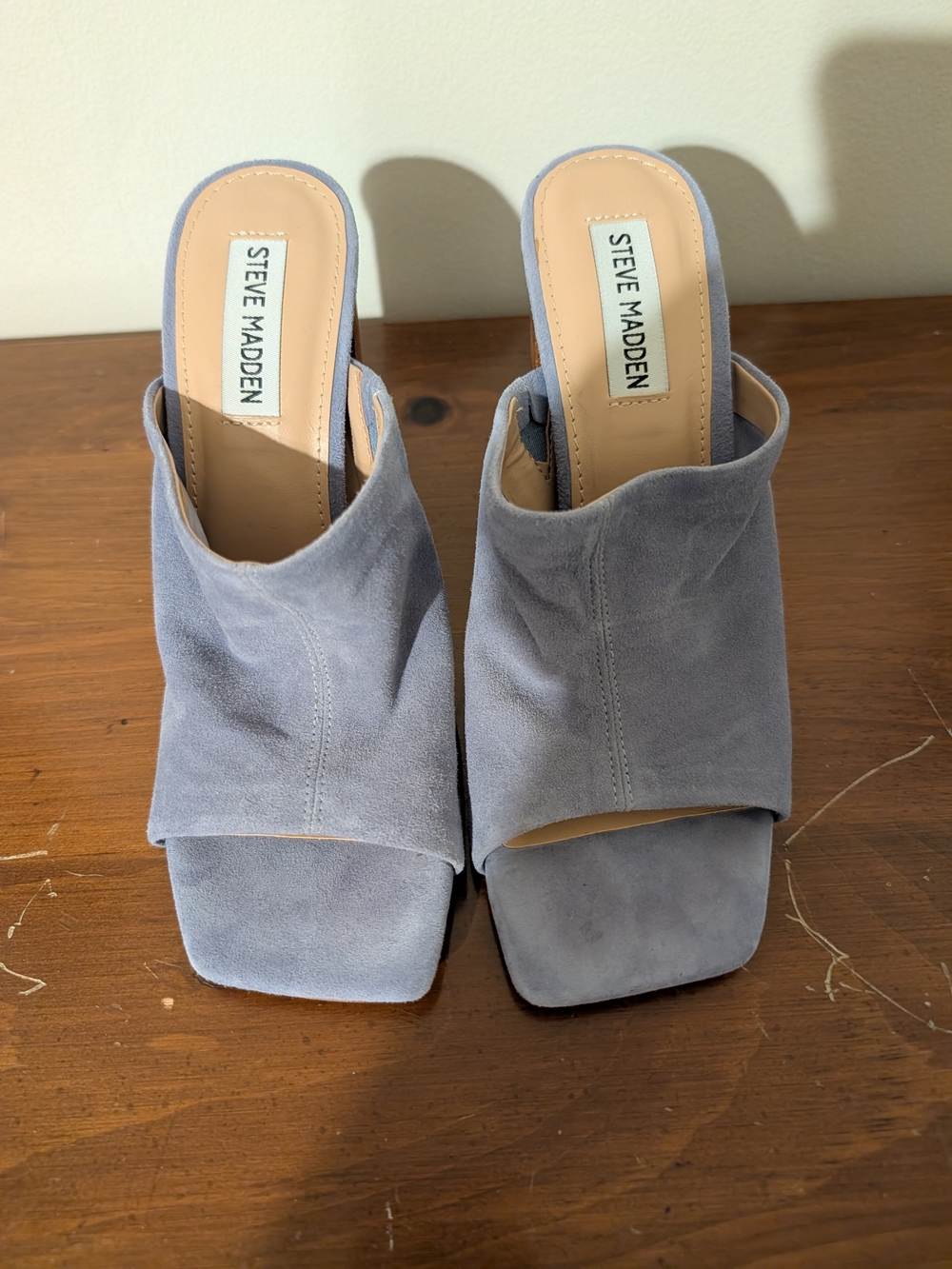 Steve Madden Women’s Grey Suede Open-Toe Mule Heels SZ 7.5